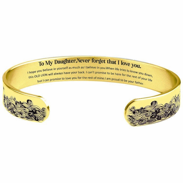 Wholesale TO MY DAUGHTER 10mm Stainless Steel Wave Opening Bracelet