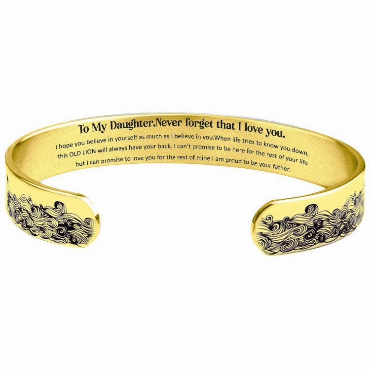 Wholesale TO MY DAUGHTER 10mm Stainless Steel Wave Opening Bracelet