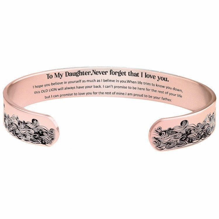 Wholesale TO MY DAUGHTER 10mm Stainless Steel Wave Opening Bracelet