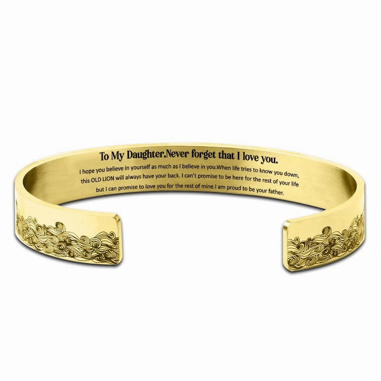Wholesale TO MY DAUGHTER 10mm Stainless Steel Wave Opening Bracelet