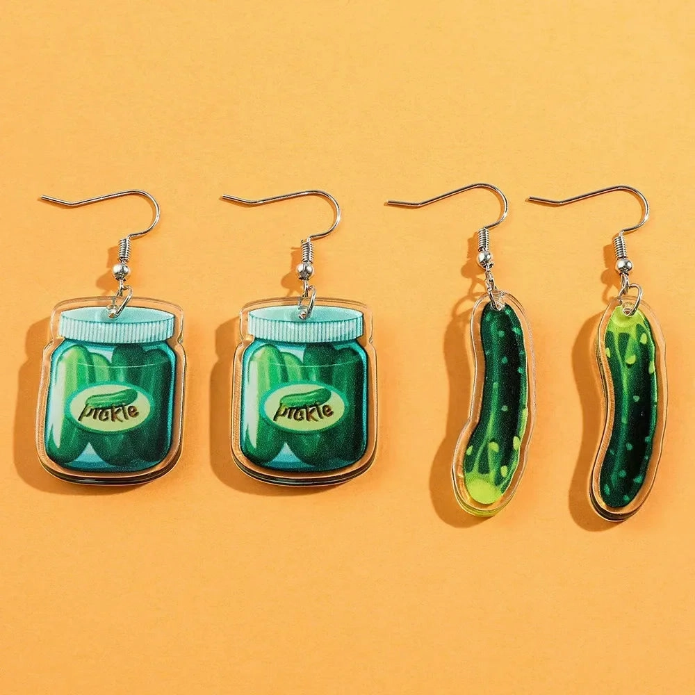 Wholesale Transparent Acrylic Vegetable Cucumber Earrings