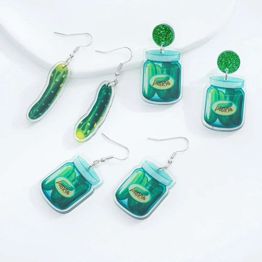 Wholesale Transparent Acrylic Vegetable Cucumber Earrings