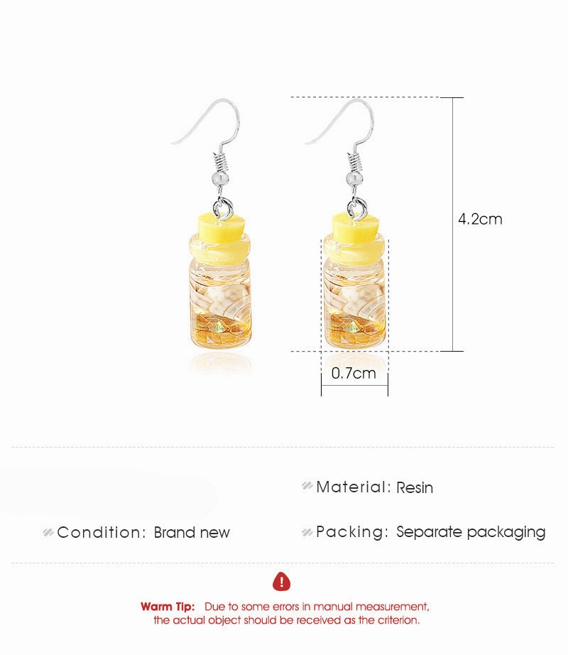 Wholesale Transparent Bottle Creative Fun Resin Earrings