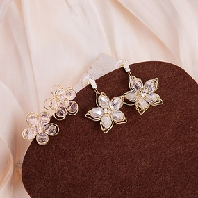 Wholesale Transparent Flower Alloy Earrings