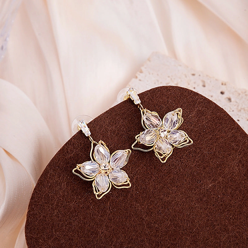 Wholesale Transparent Flower Alloy Earrings