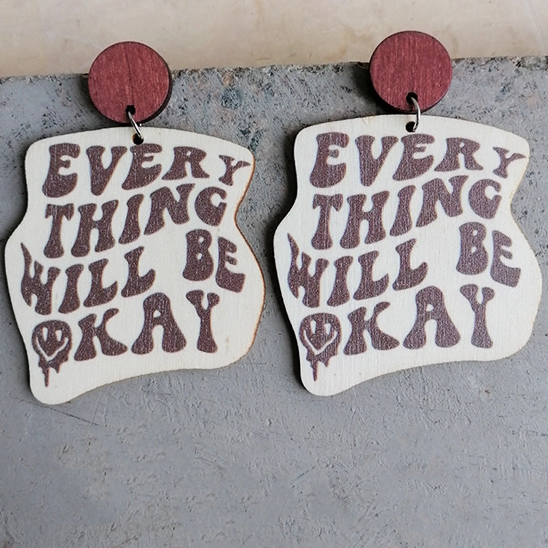 Wholesale Travel Optimistic Positive Spirit Wooden Earrings