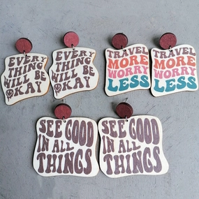 Wholesale Travel Optimistic Positive Spirit Wooden Earrings