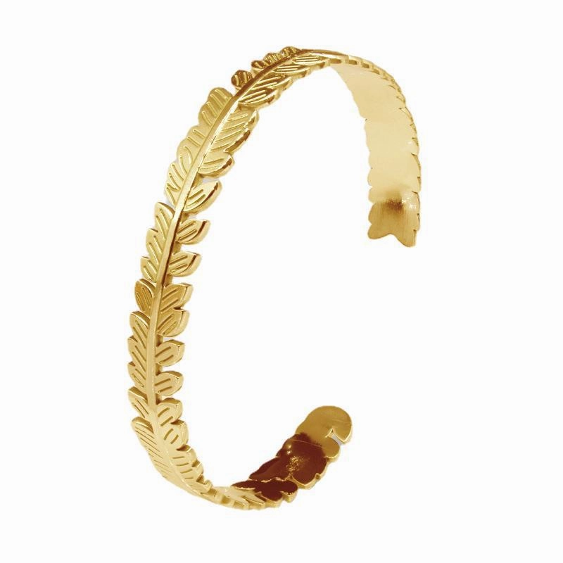 Wholesale Tree Leaf C Shape Adjustable Stainless Steel Titanium Bracelet