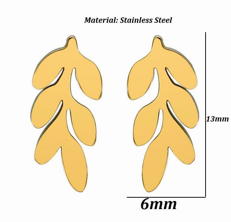 Wholesale Tree Leaf Stainless Steel Ear Studs