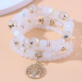 Wholesale Tree of Life Glass Beads Alloy Bracelet