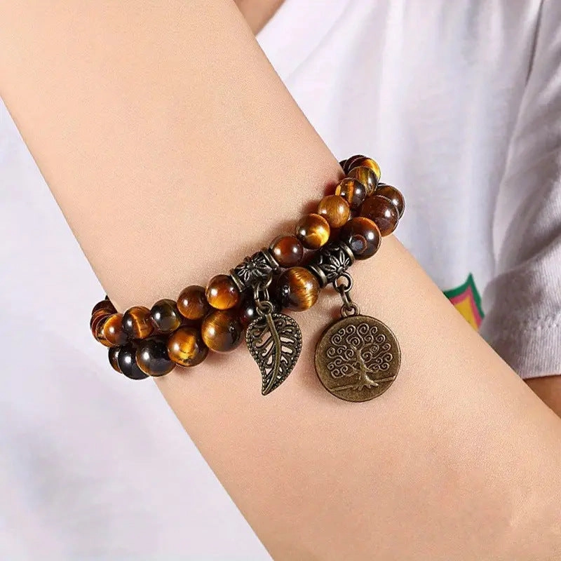 Wholesale Tree of Life Leaf Agate Bracelets