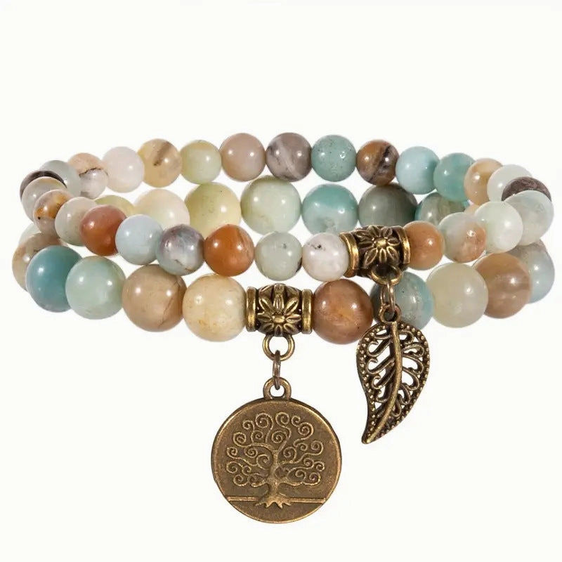 Wholesale Tree of Life Leaf Agate Bracelets