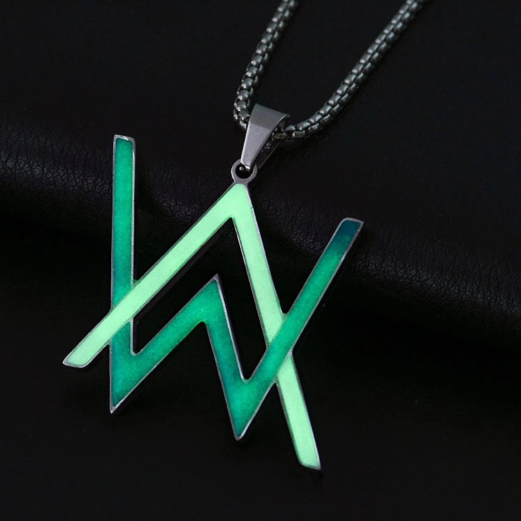 Wholesale Trendy Luminous Alan Walker Stainless Steel Pendant Necklace