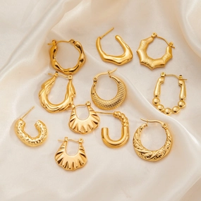 Wholesale Trendyy Metal Titanium Steel Geometric Glossy Retro Versatile Stainless Steel Earrings