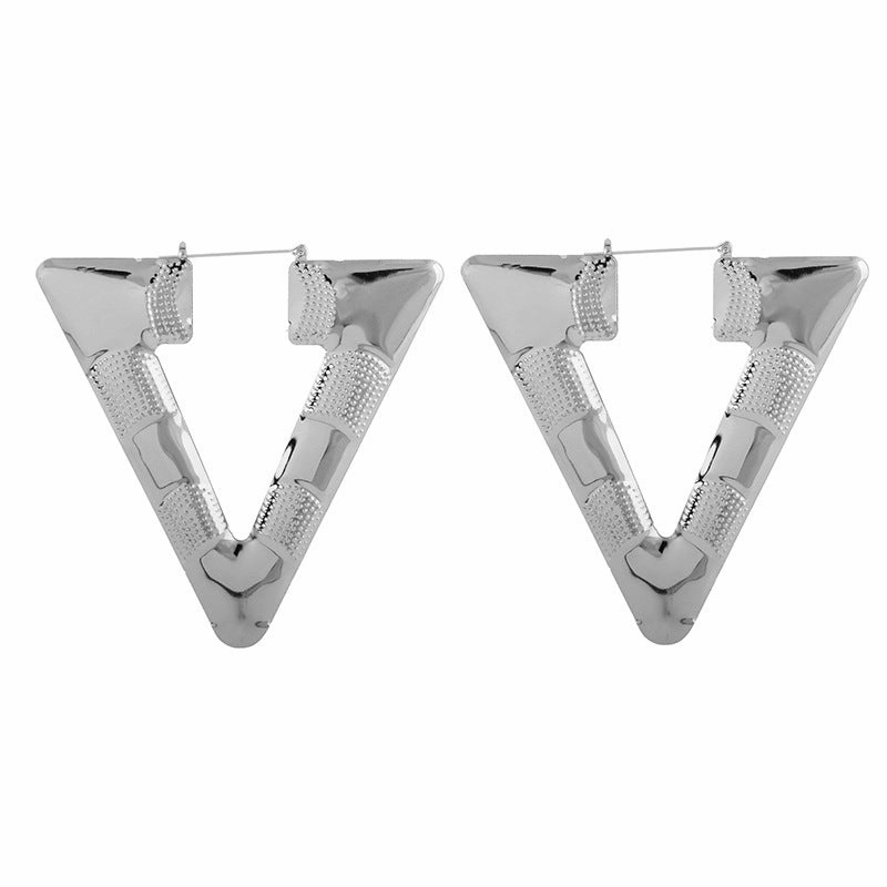 Wholesale Triangle Irregular Metal Slub Copper Earrings