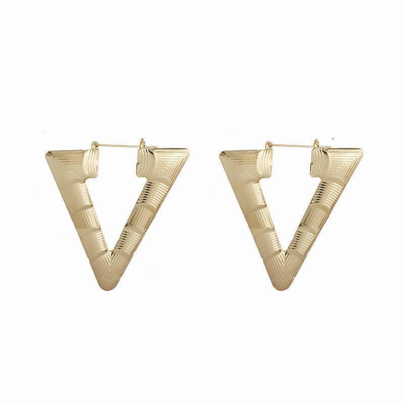 Wholesale Triangle Irregular Metal Slub Copper Earrings