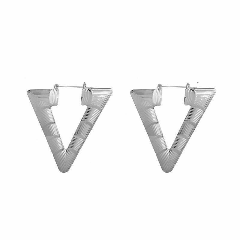 Wholesale Triangle Irregular Metal Slub Copper Earrings