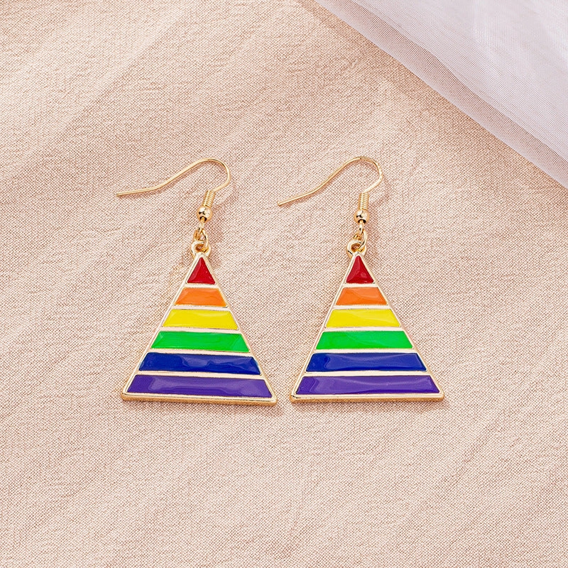 Wholesale Triangle Rainbow Alloy Earrings