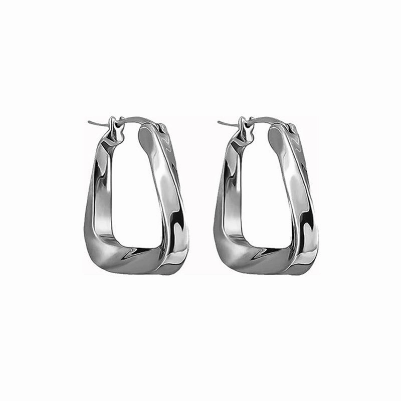 Wholesale Triangular Ring Geometric Mbius Thick Ring Irregular Metal Gold Plated Earrings