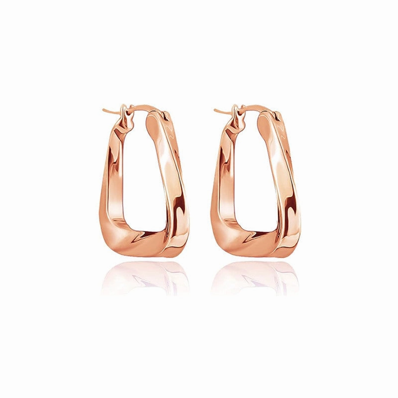 Wholesale Triangular Ring Geometric Mbius Thick Ring Irregular Metal Gold Plated Earrings