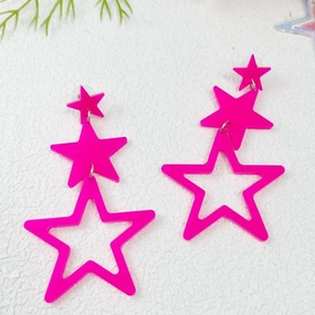 Wholesale Triple Star Long Sweet Cool European and American Fashion Pentagram Acrylic Earrings