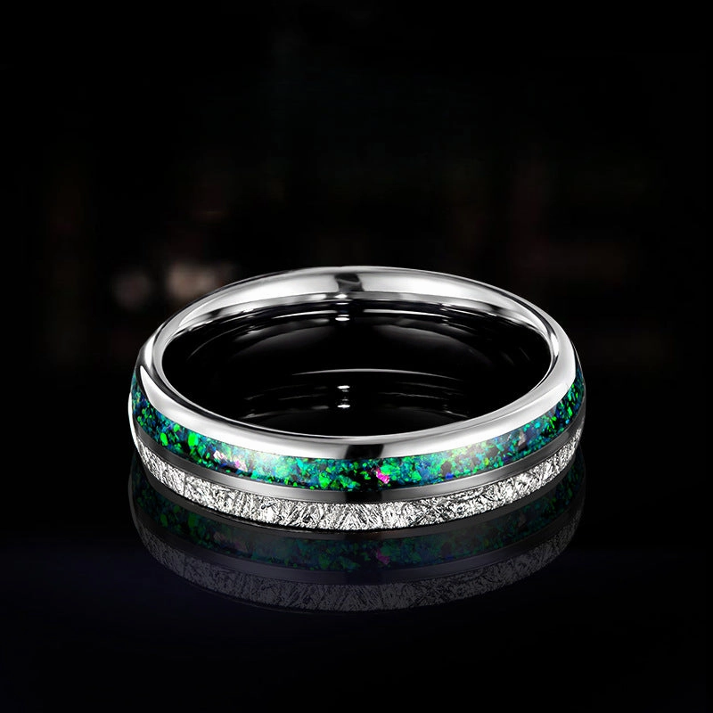 Wholesale Tungsten Gold Inlaid Baby's Breath Silver Foil Tungsten Steel Men's Ring