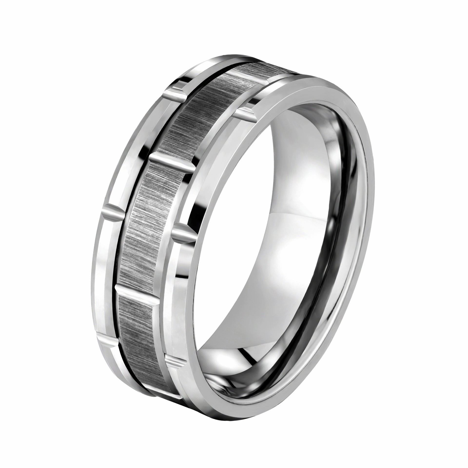 Wholesale Tungsten Steel Silver Simple Black Gold Ring