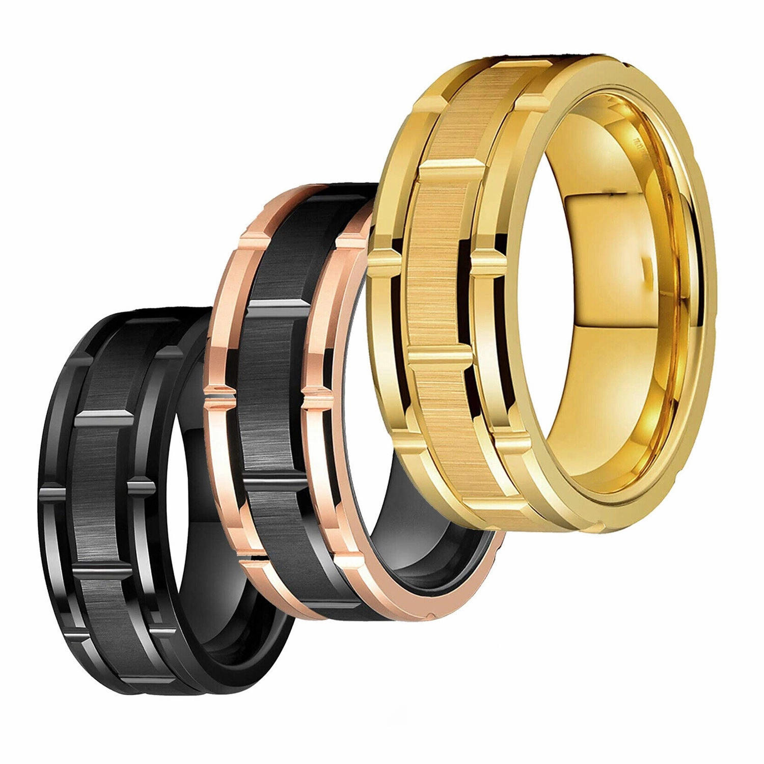 Wholesale Tungsten Steel Silver Simple Black Gold Ring