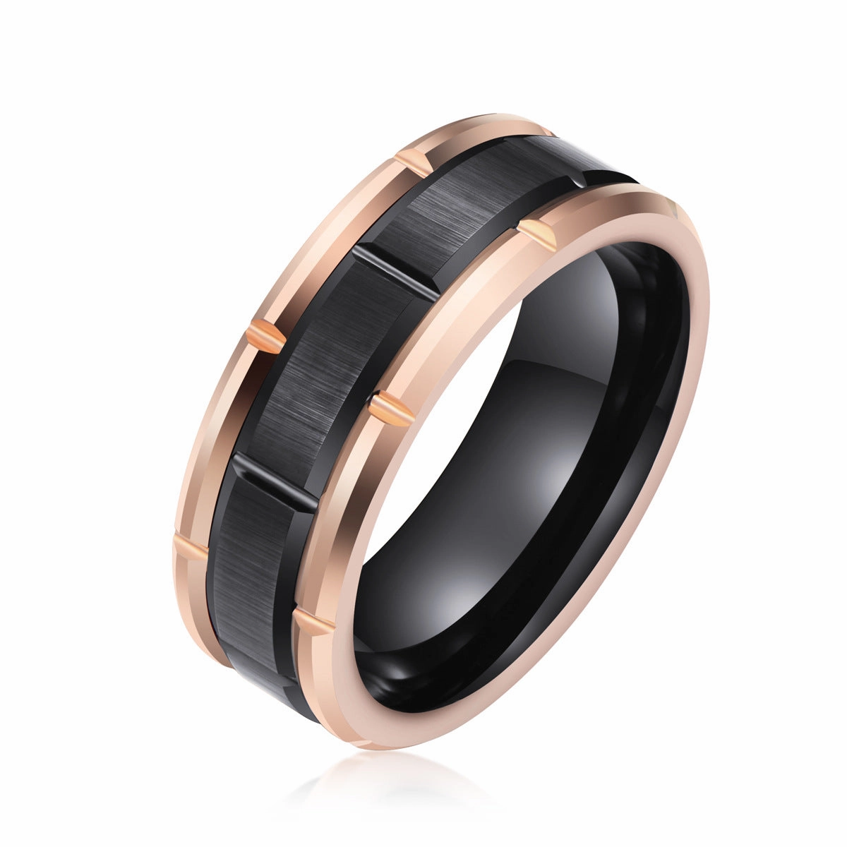 Wholesale Tungsten Steel Silver Simple Black Gold Ring
