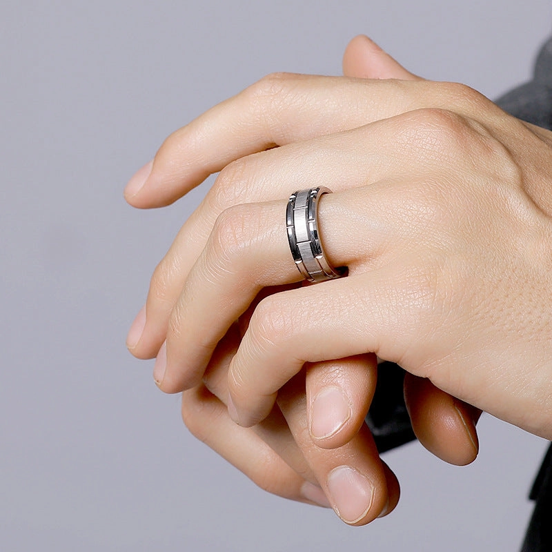 Wholesale Tungsten Steel Silver Simple Black Gold Ring