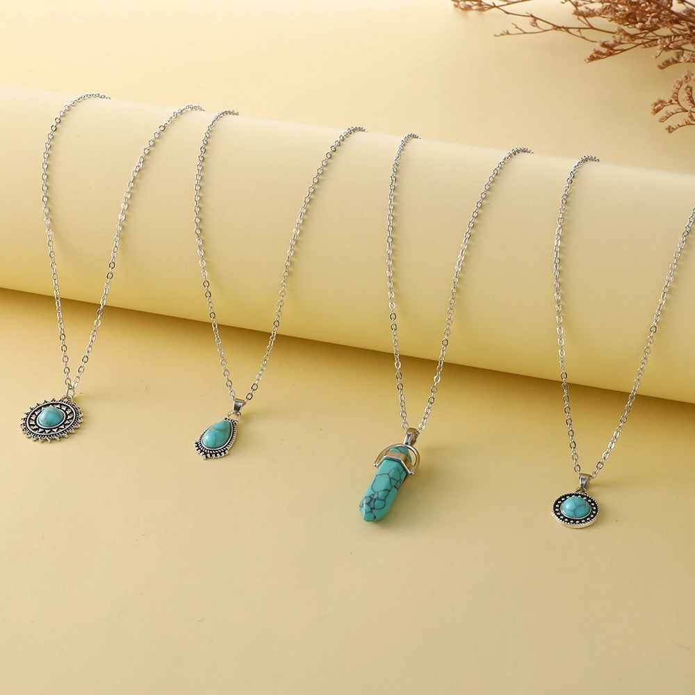 Wholesale Turquoise 4 Layer Necklace Pendant Set