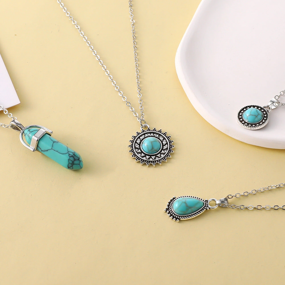 Wholesale Turquoise 4 Layer Necklace Pendant Set