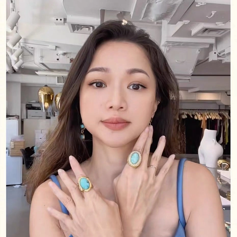 Wholesale Turquoise Antique Gold plating Ring