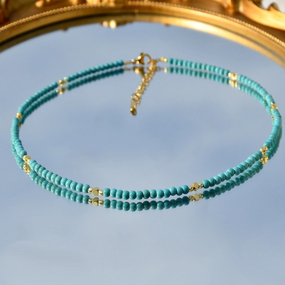 Wholesale Turquoise Beaded Necklace Collarbone Chain