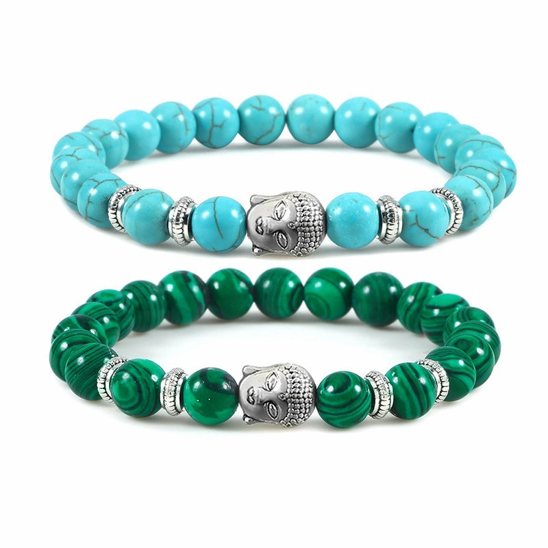 Wholesale Turquoise Beading Crystal Buddha Head Spacer Bracelet