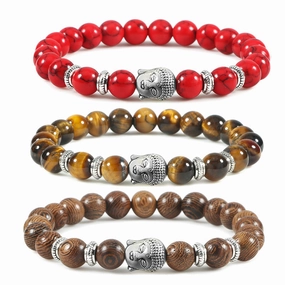 Wholesale Turquoise Beading Crystal Buddha Head Spacer Bracelet