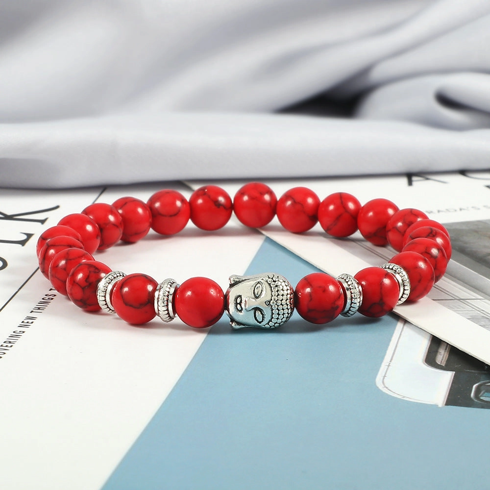 Wholesale Turquoise Beading Crystal Buddha Head Spacer Bracelet