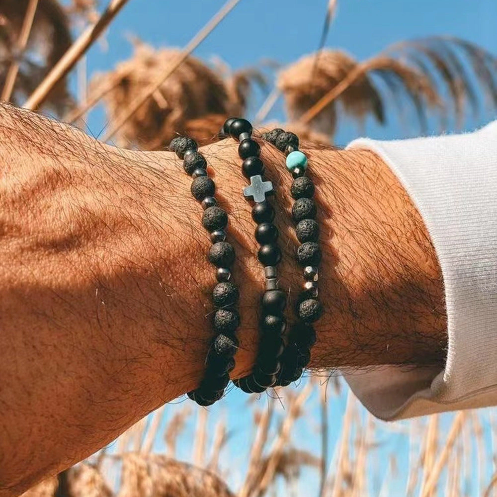 Wholesale Turquoise Cross Bracelet Wood Beads Porcelain Jade Beads Bracelet