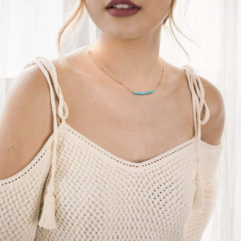 Wholesale Turquoise Fashion Copper Plated 14k Gold Necklace
