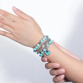 Wholesale Turquoise Heart Pendant Alloy Bracelet
