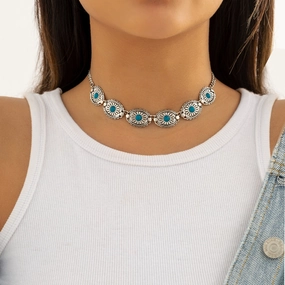 Wholesale Turquoise Iron Chains Alloy Necklaces