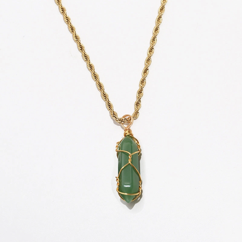 Wholesale turquoise pendant titanium steel twist chain crystal does not fade Necklaces