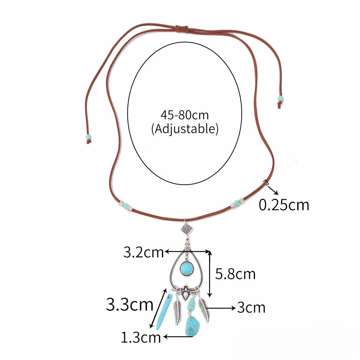 Wholesale Turquoise Pendant Vintage Leather Necklace