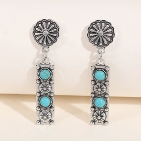 Wholesale Turquoise Rectangular Alloy Earrings
