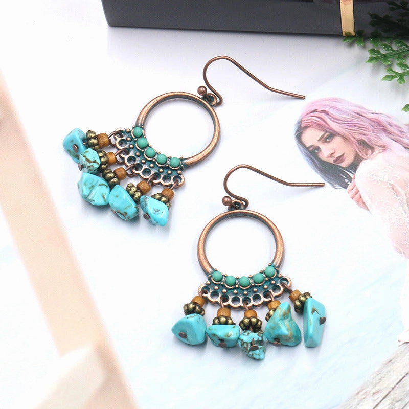 Wholesale Turquoise Round Gemstone Earrings