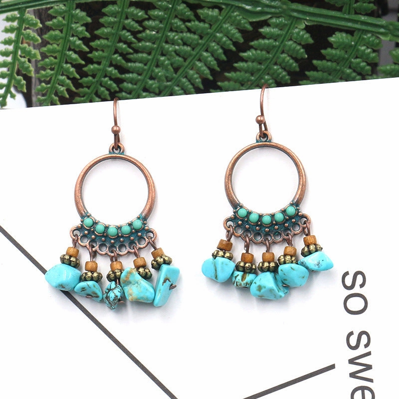 Wholesale Turquoise Round Gemstone Earrings