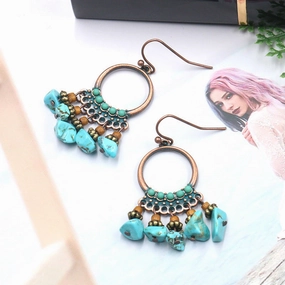 Wholesale Turquoise Round Gemstone Earrings