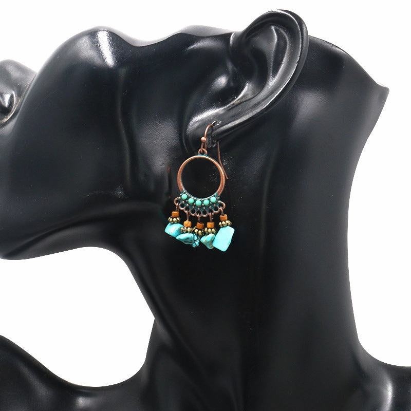 Wholesale Turquoise Round Gemstone Earrings