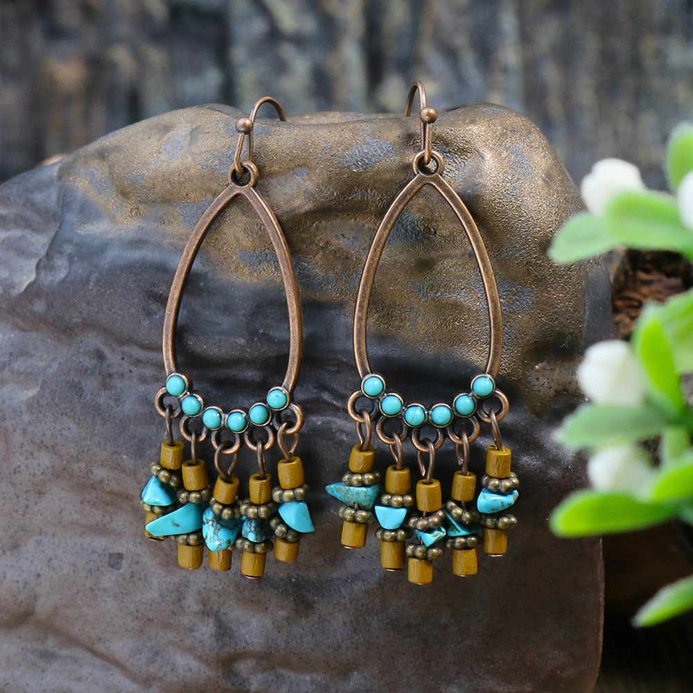 Wholesale Turquoise Round Gemstone Earrings