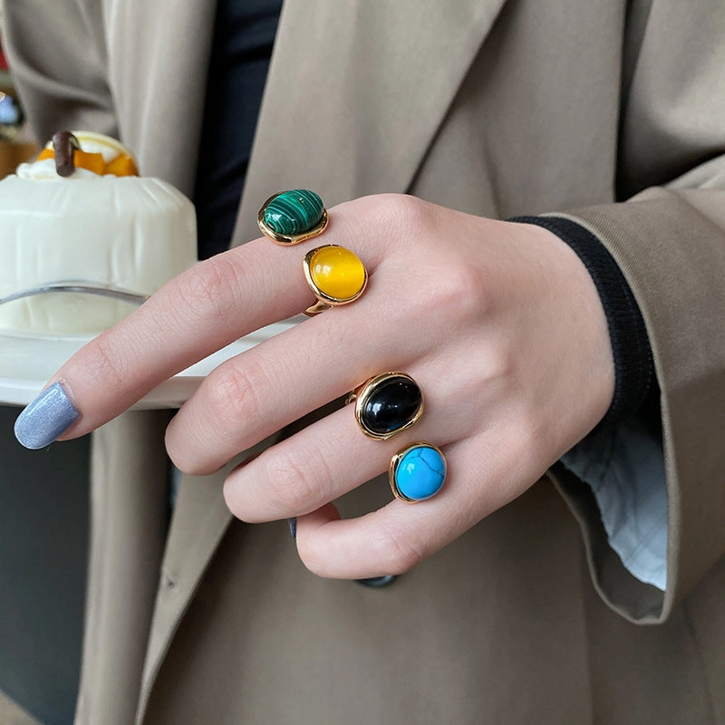 Wholesale Turquoise Silver Plated Simple Ring